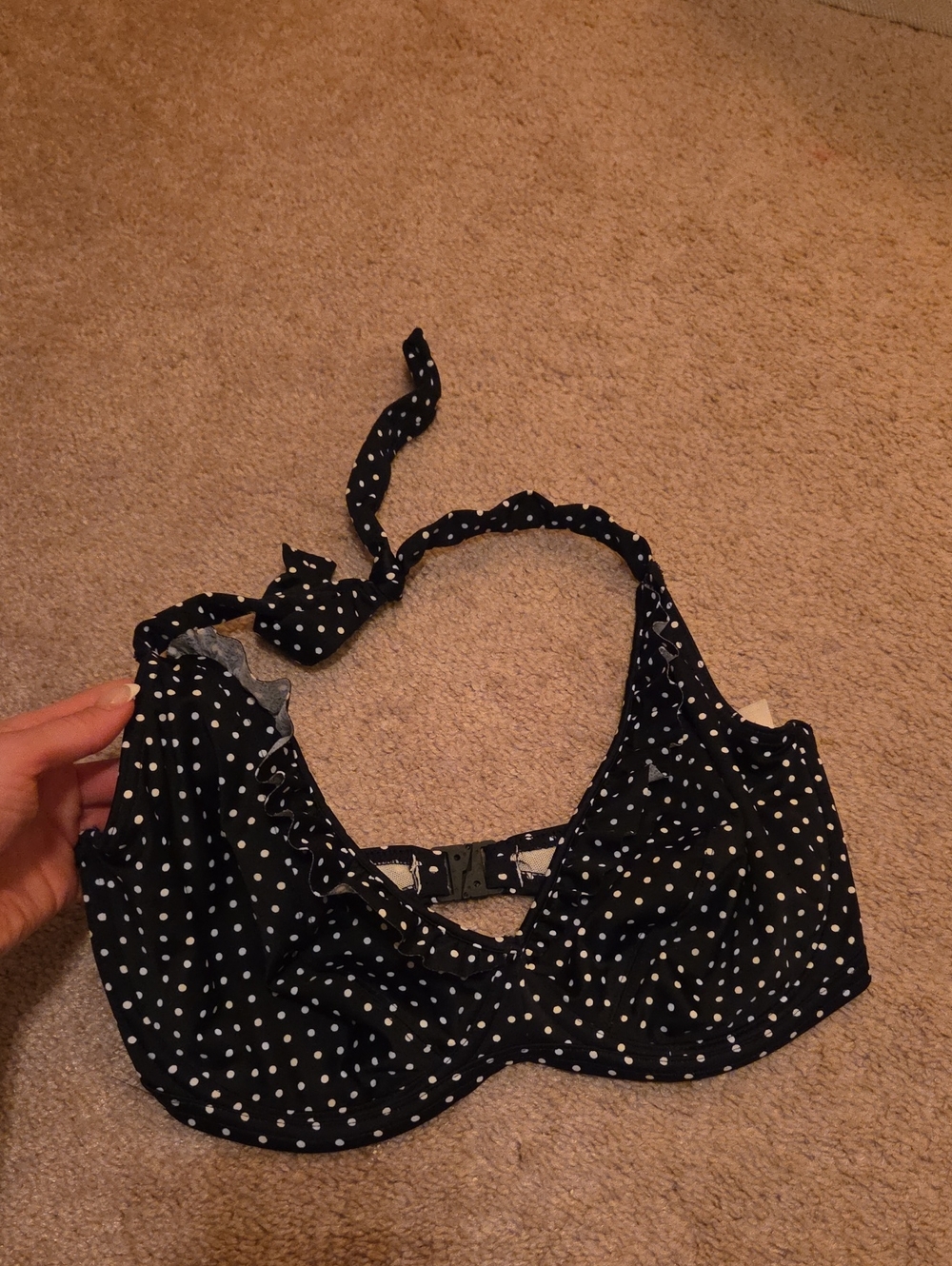 Freya 32G Halter Swim Top Cute Polka Dot EUC